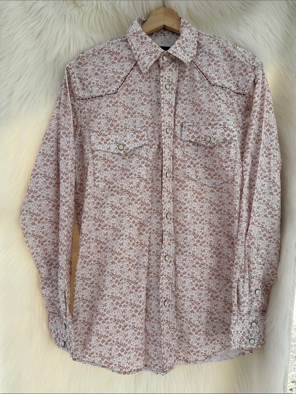 Men's Western Floral Button-Down Shirt - Beige/White